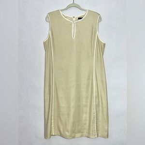 Brooks Brothers Linen Blend Shift Dress Size 16 Tan Quiet Luxury Preppy